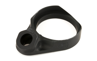 Black metal circular clamp mounting bracket