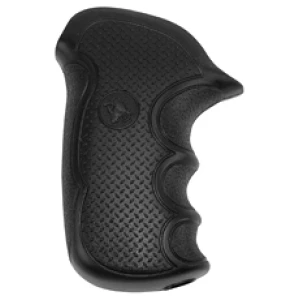 Black ergonomic handgun grip with textured surface