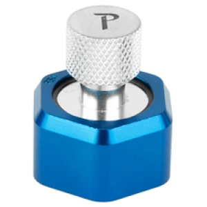 Blue metallic guitar pickup height adjuster knob