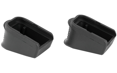 Two black angled plastic components on white background