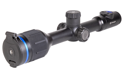 Black rifle scope with adjustment turrets