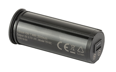 Black cylindrical lithium-ion battery with CE markings