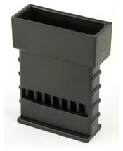 Black plastic connector with rectangular design