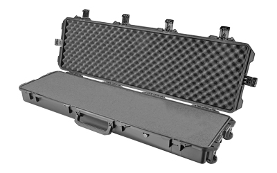 Open hard rifle case with foam interior