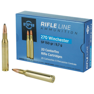 270 Winchester rifle ammunition cartridges and box