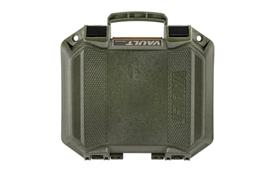 Green hard plastic tool carrying case with handle