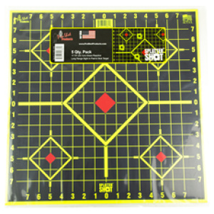 Grid target paper with red diamond shapes.