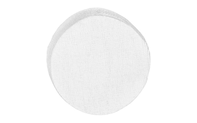 White round facial cotton pad on white background.