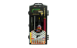 Gun cleaning kit in black carrying case