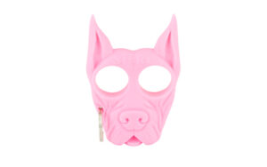 Pink dog face mask with zipper detail