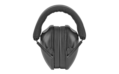 Black noise-cancelling earmuffs for hearing protection