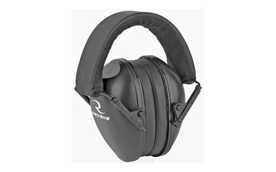 Black noise-canceling earmuffs for hearing protection