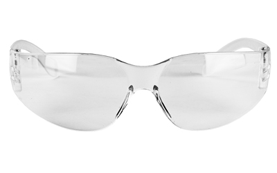 Clear safety glasses with wraparound design