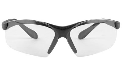 Black wraparound sports sunglasses with clear lenses