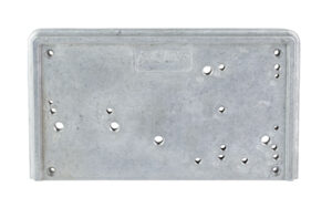 Rectangular metal mounting plate with multiple holes