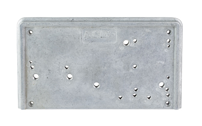 Rectangular metal mounting plate with multiple holes