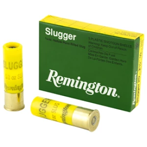 Remington Slugger shotgun shells and green ammunition box