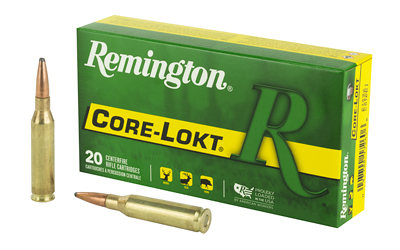 Remington Core-Lokt rifle ammunition box and cartridges