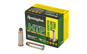 Remington HTP handgun ammunition box and cartridges