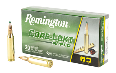 Remington Core-Lokt Tipped rifle ammunition box and cartridges