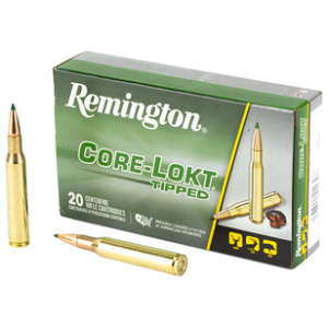 Remington Core-Lokt Tipped rifle ammunition box and cartridges