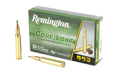 Remington Core-Lokt Tipped rifle ammunition box and cartridges