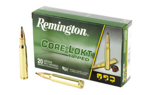 Remington Core-Lokt Tipped rifle ammunition box and cartridges