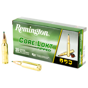 Remington Core-Lokt Tipped rifle ammunition box and cartridges