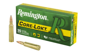 Remington Core-Lokt rifle ammunition box and cartridges