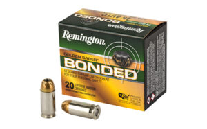 Remington Golden Saber Bonded handgun ammunition box and bullets