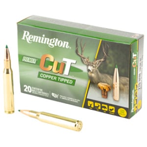 Remington Core-Lokt copper tipped rifle ammunition box and cartridges