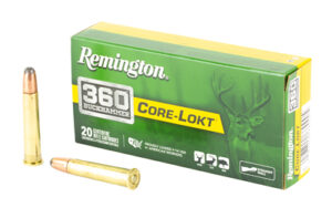 Remington 360 Buckhammer ammunition box and cartridges
