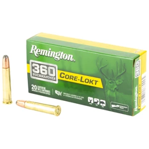 Remington 360 Buckhammer ammunition box and cartridges