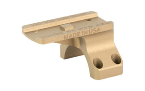Tan aluminum rail mount with engraved text