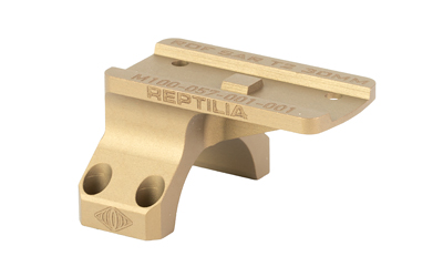 Tan anodized metal mounting bracket with rail clamp