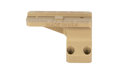 Tan metal L-shaped mounting bracket with holes