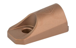 Brown wedge-shaped plastic stand with circular hole