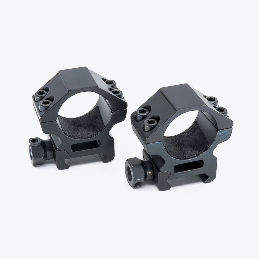 Black scope rings for mounting optics