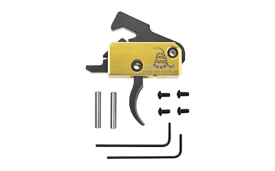 Gold rifle trigger assembly with pins and screws
