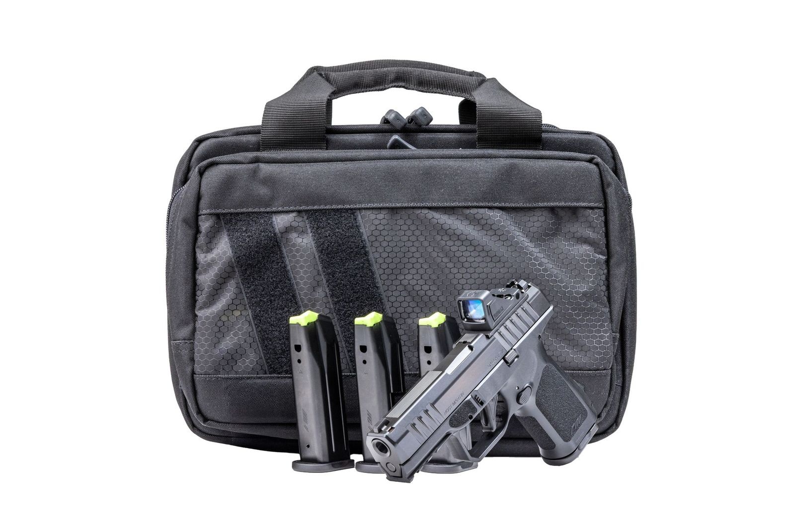 Rost Martin RM1C Handgun Bundle 9mm Luger 15rd (1) & 17rd (3) Magazines 4" Barrel Black Viridian Red Dot Pistol Case