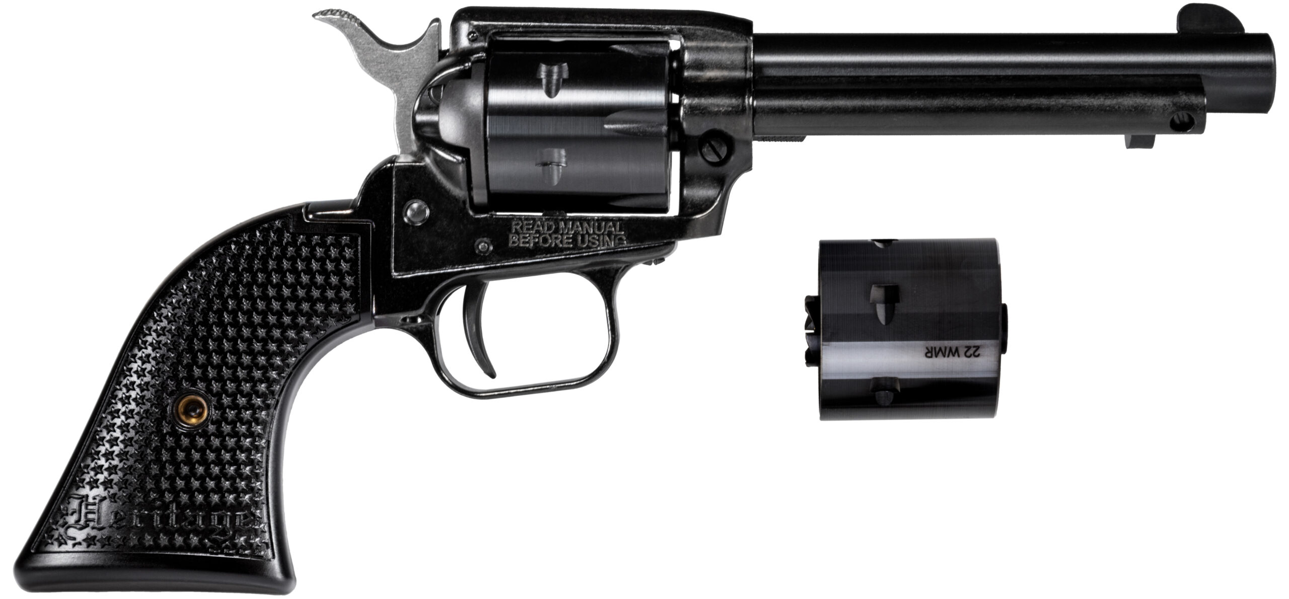 Black revolver with interchangeable cylinder
