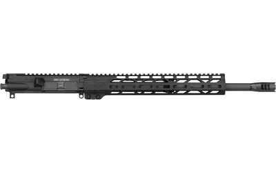 Black rifle upper receiver with rail.
