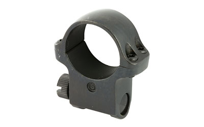 Black metal scope mounting ring for rifles.