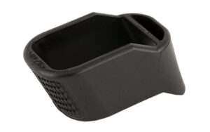 Black handgun magazine grip extension base plate
