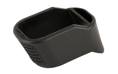 Black handgun magazine grip extension base plate