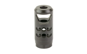Cylindrical metal muzzle brake with side ports