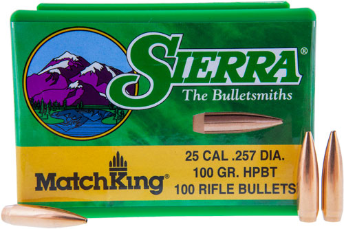 Sierra MatchKing 25 caliber rifle bullets box