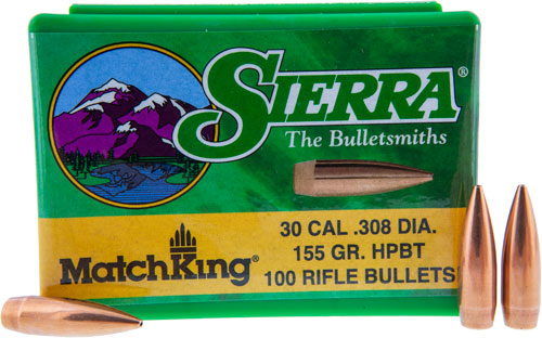 Sierra MatchKing 30 caliber rifle bullets box