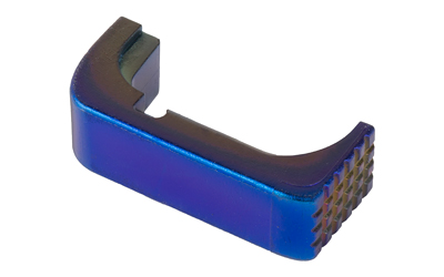 Blue and black C-shaped metal object
