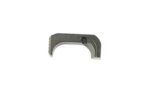Small gray metal bracket on white background